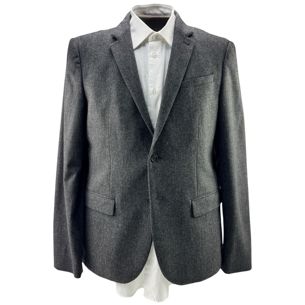AllSaints Manteco Italian Fabric Charcoal Check Blazer Wool Blend Men's 42R NWOT